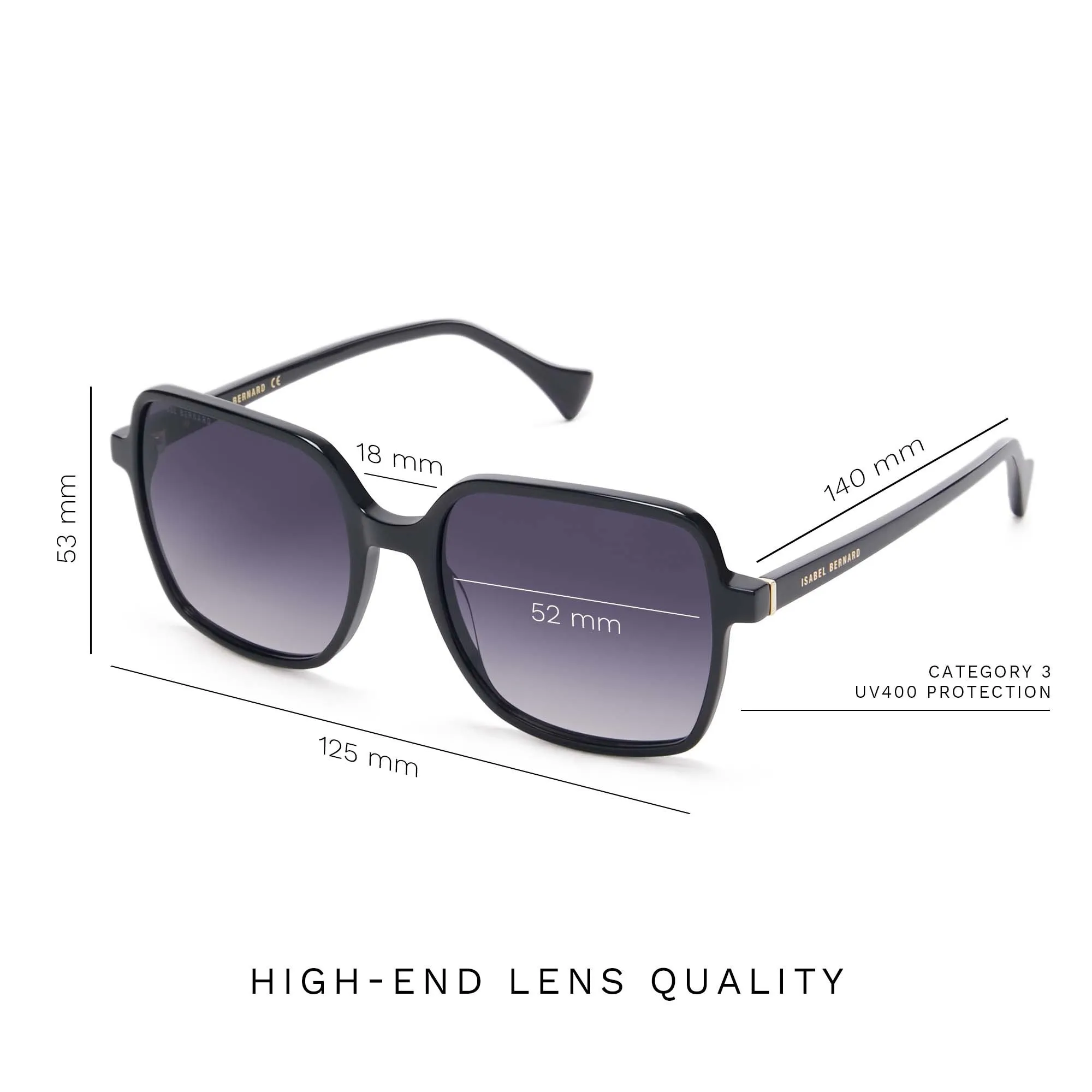 La Villette Rene black square sunglasses with black lenses gradient