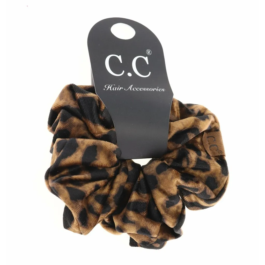 LEOPARD PRINT VELVET PONYTAIL C.C SCRUNCHIE