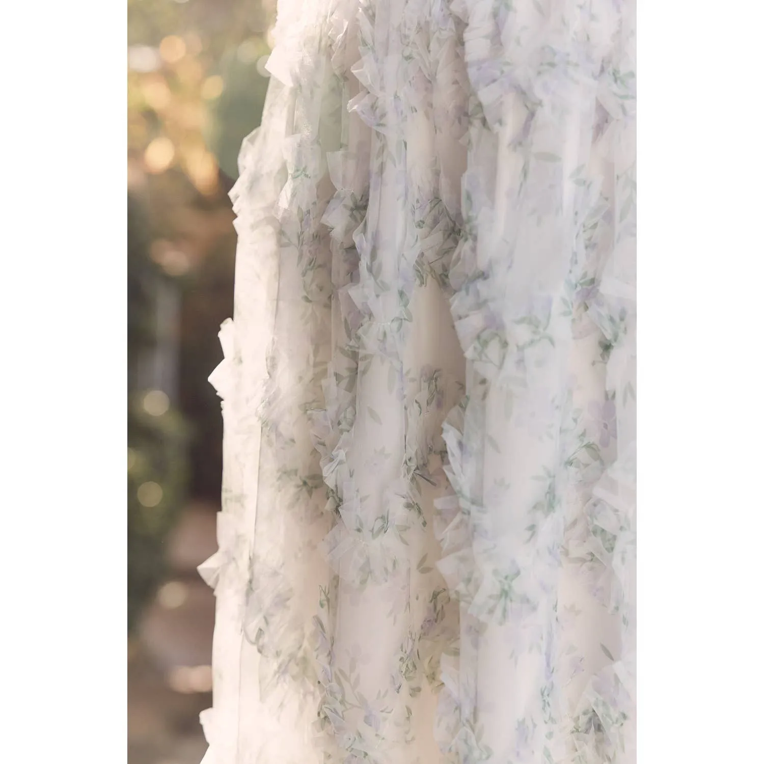Lilac Ruffled Floral Mesh Dress