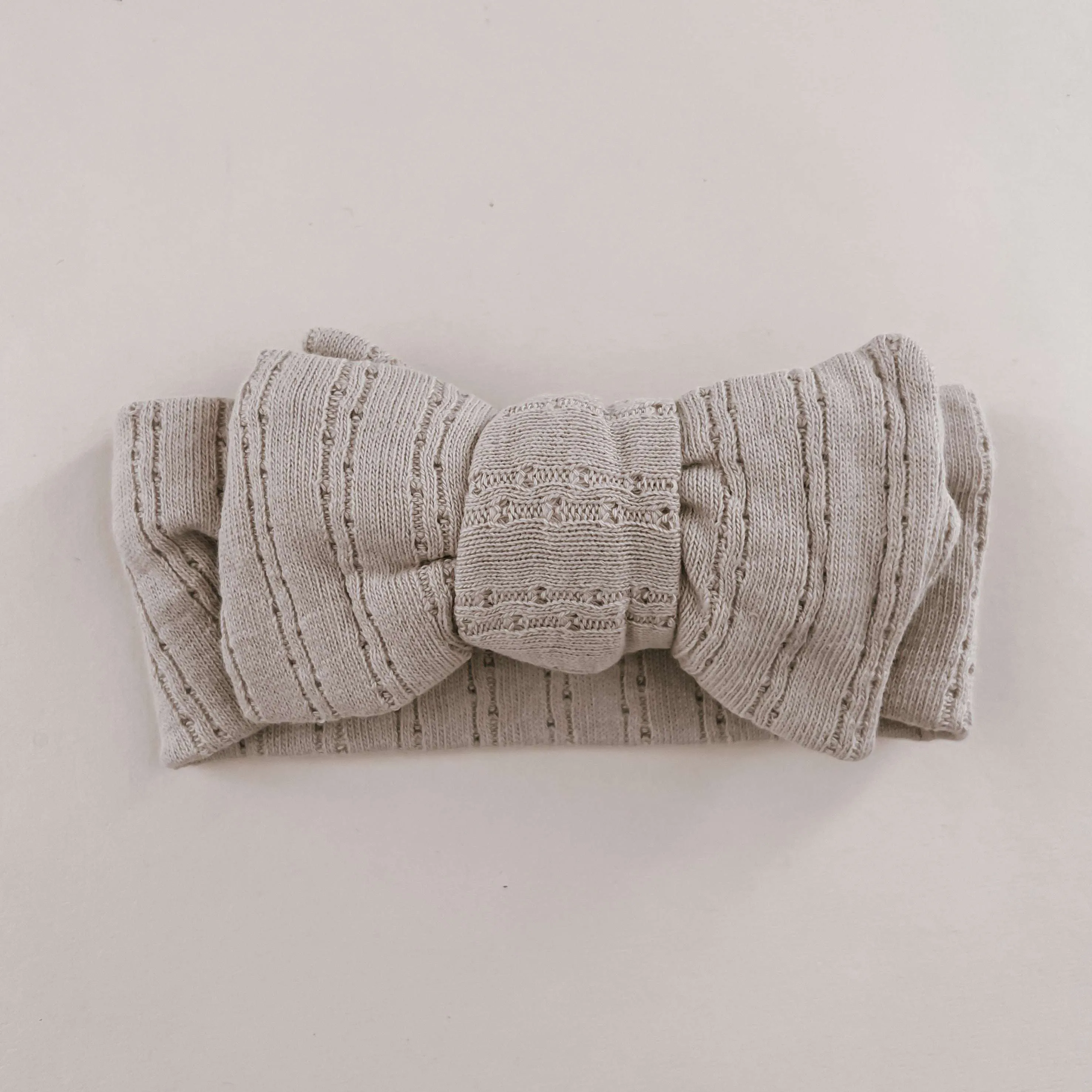 Luna   Luca Pointelle Bow Headband | Heather Beige