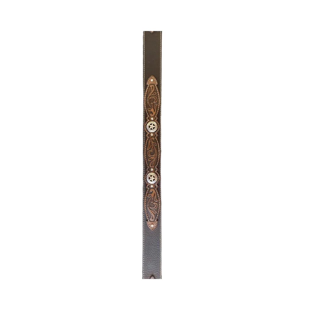 M&F Men's Ariat Floral Tab Star Concho Brown Belt