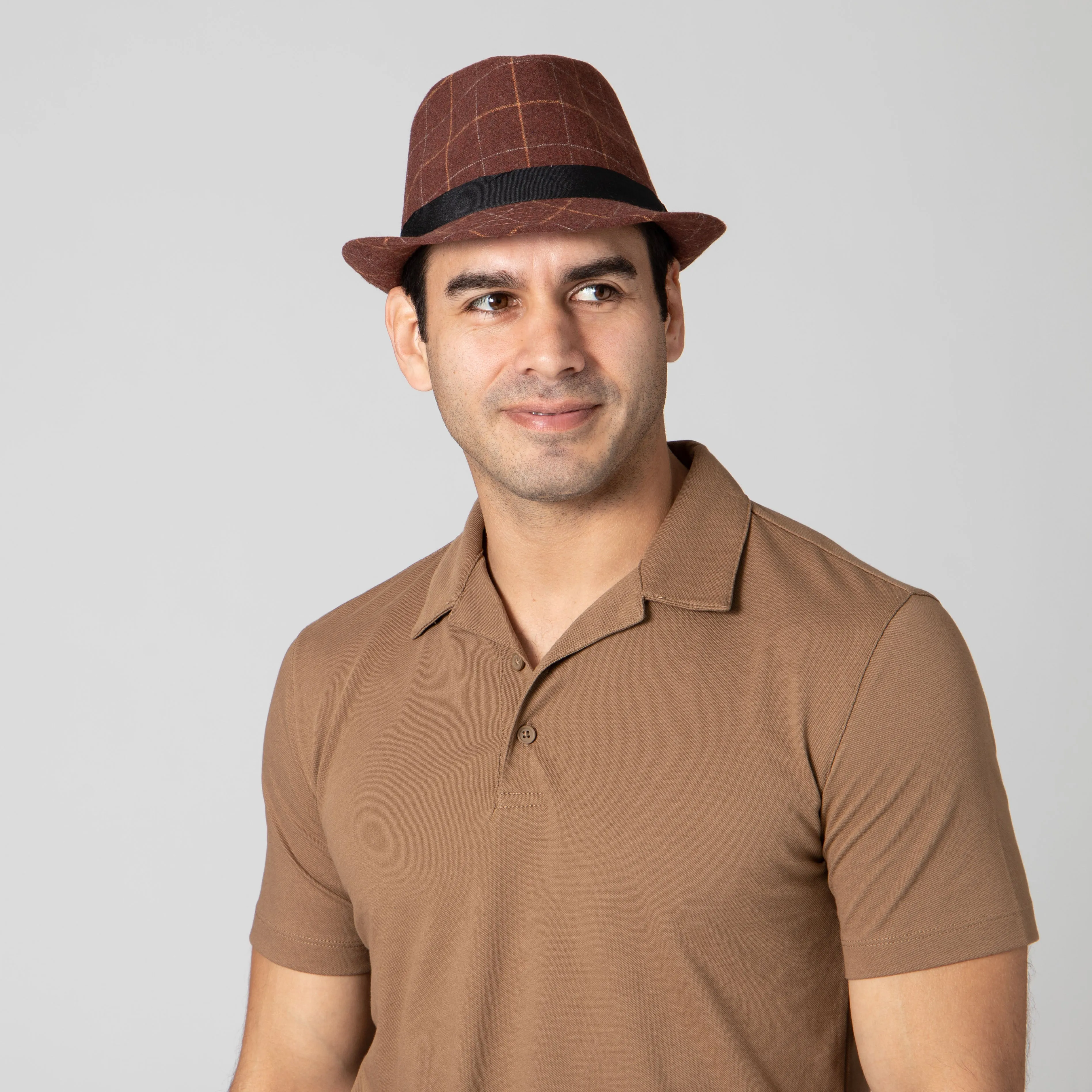 Men's Cut&Sew Fedora w/Grosgrain Band & Knot