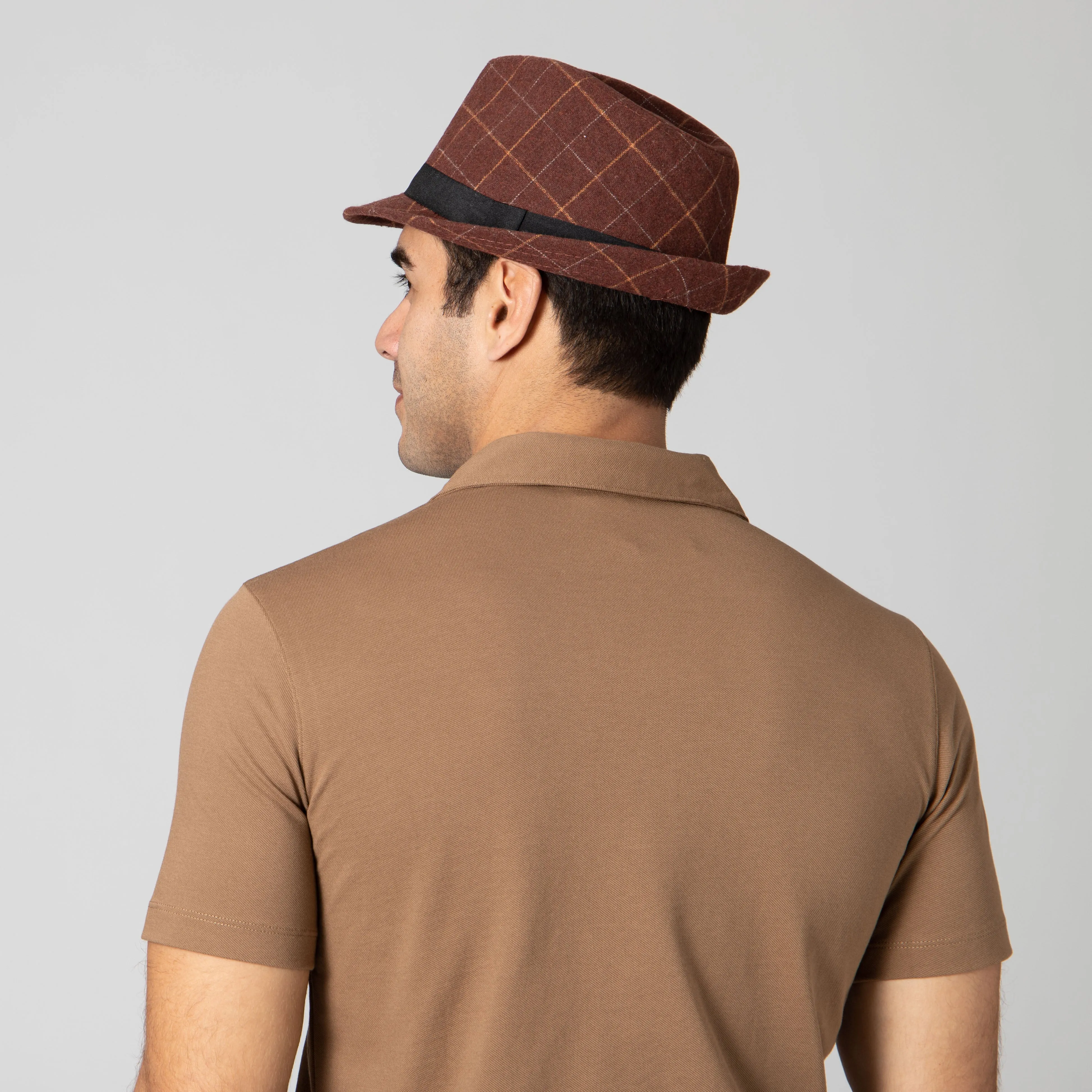 Men's Cut&Sew Fedora w/Grosgrain Band & Knot