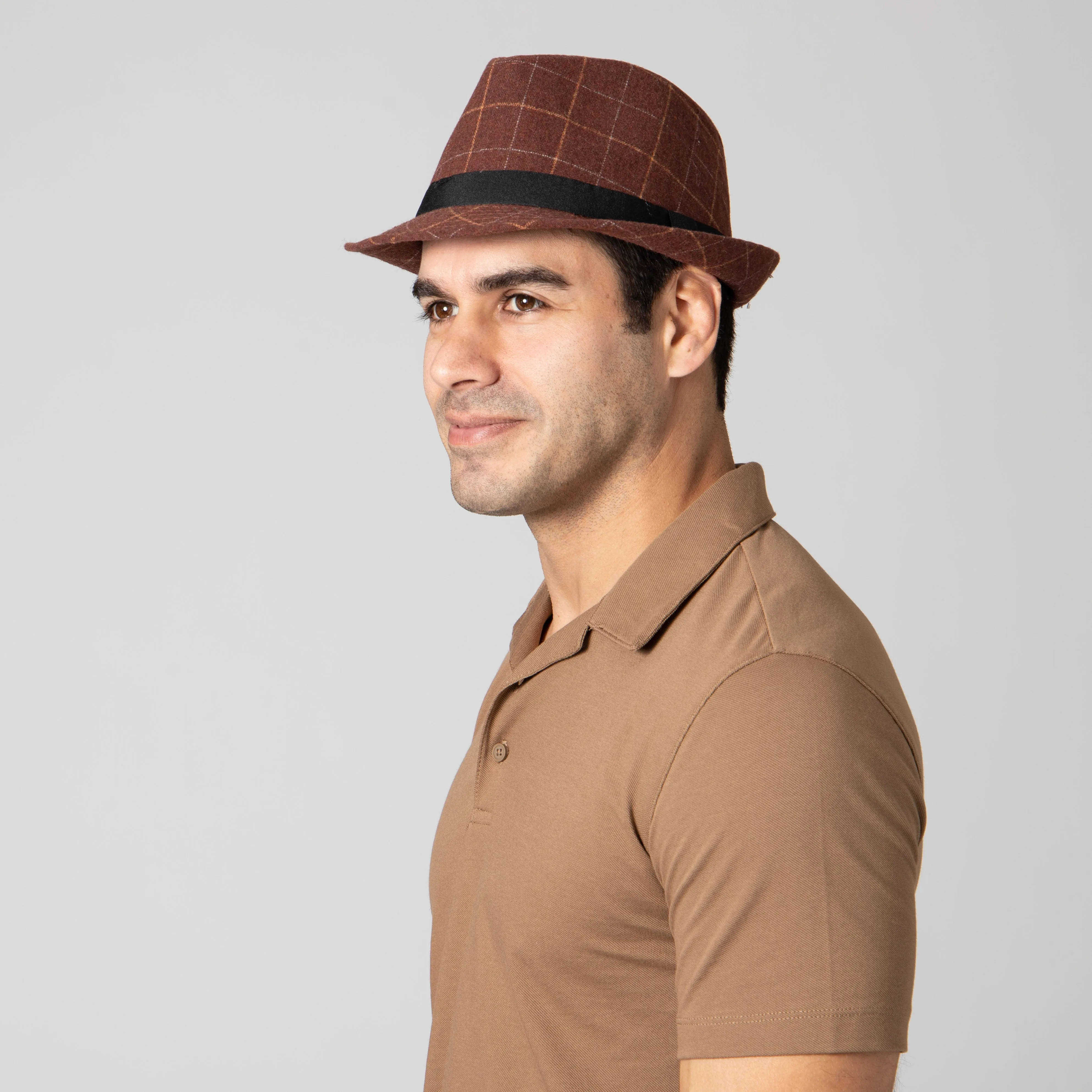 Men's Cut&Sew Fedora w/Grosgrain Band & Knot