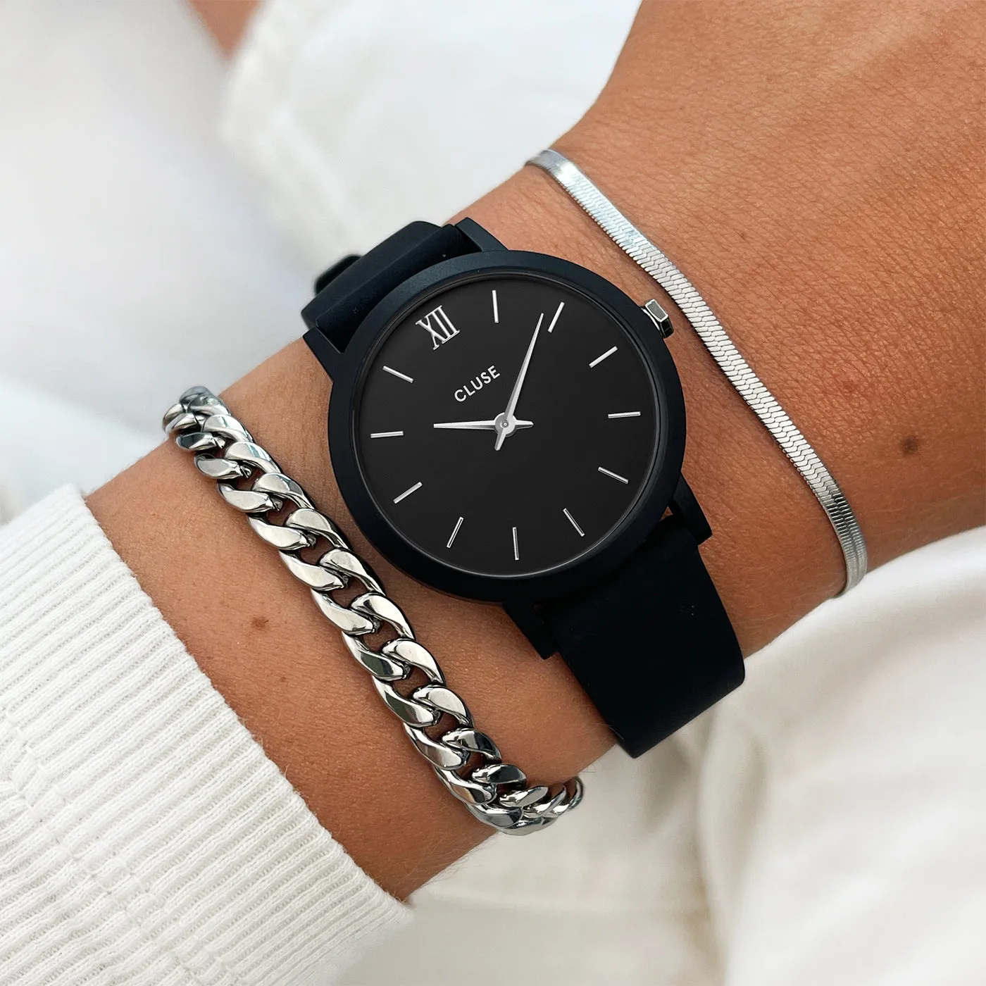 Minuit Nylon Black, Silver Colour