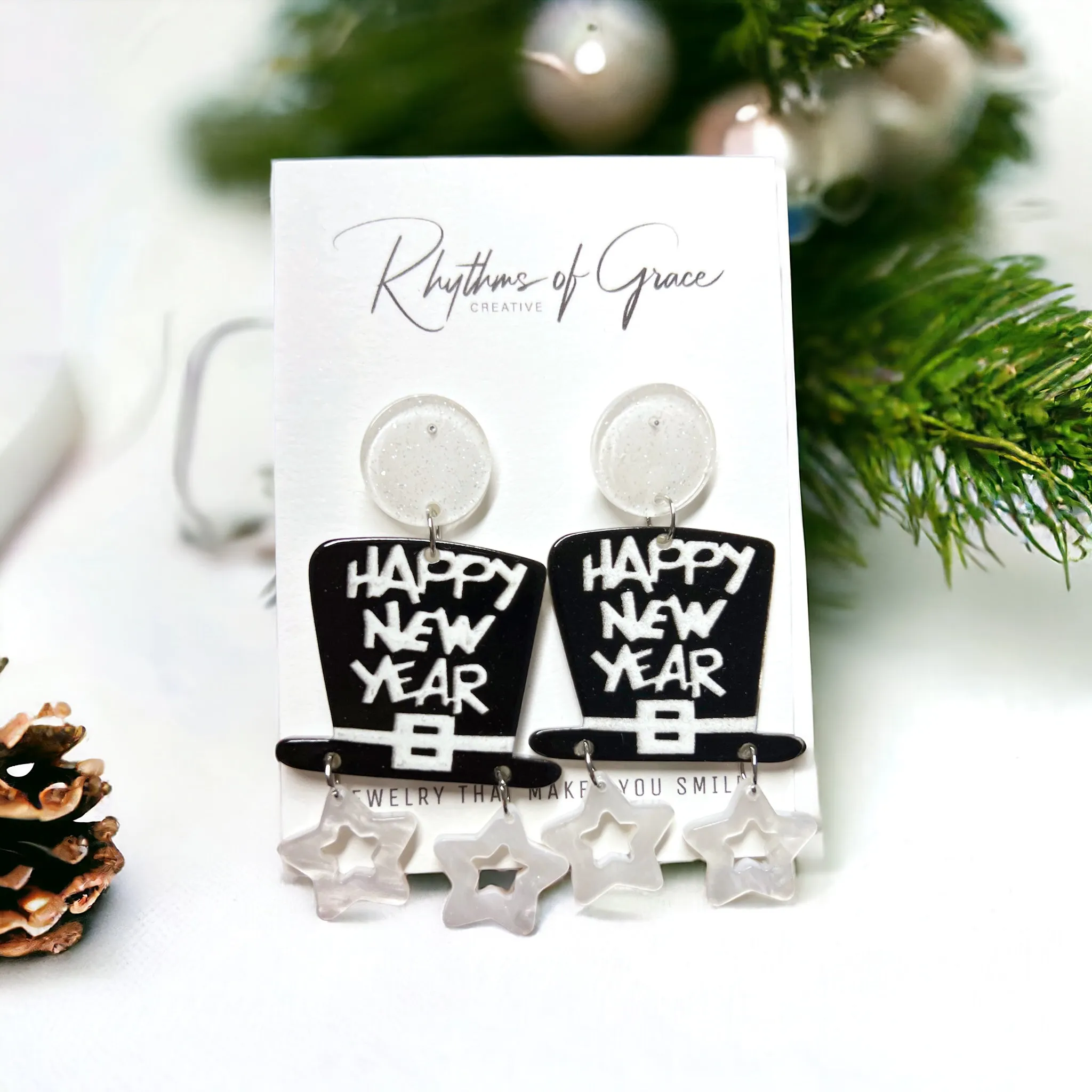 New Years Eve Earrings, NYE Earrings, NYE Jewelry, New Years Accessories, Handmade Earrings, Happy New Years, Happy NYE, New Year Eve