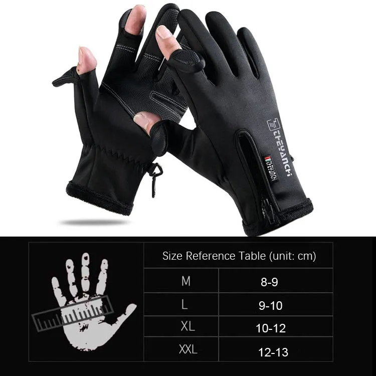 Outdoor Sports Riding Warm Gloves Touch Screen Fingerless Fishing Gloves, Size: M(Black)