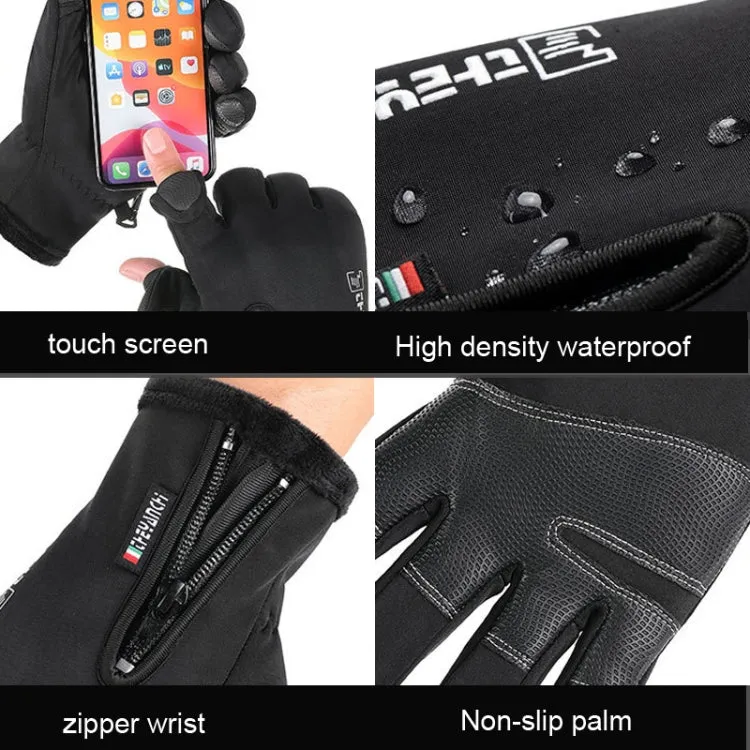 Outdoor Sports Riding Warm Gloves Touch Screen Fingerless Fishing Gloves, Size: M(Black)