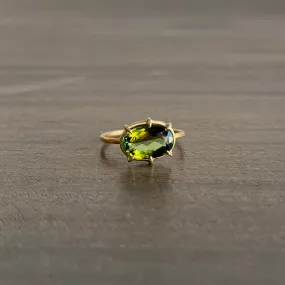 Oval Green Tourmaline Mini Gem Ring