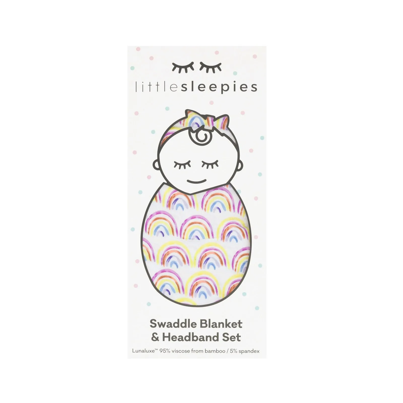 Pastel Rainbows Swaddle & Luxe Bow Headband Set