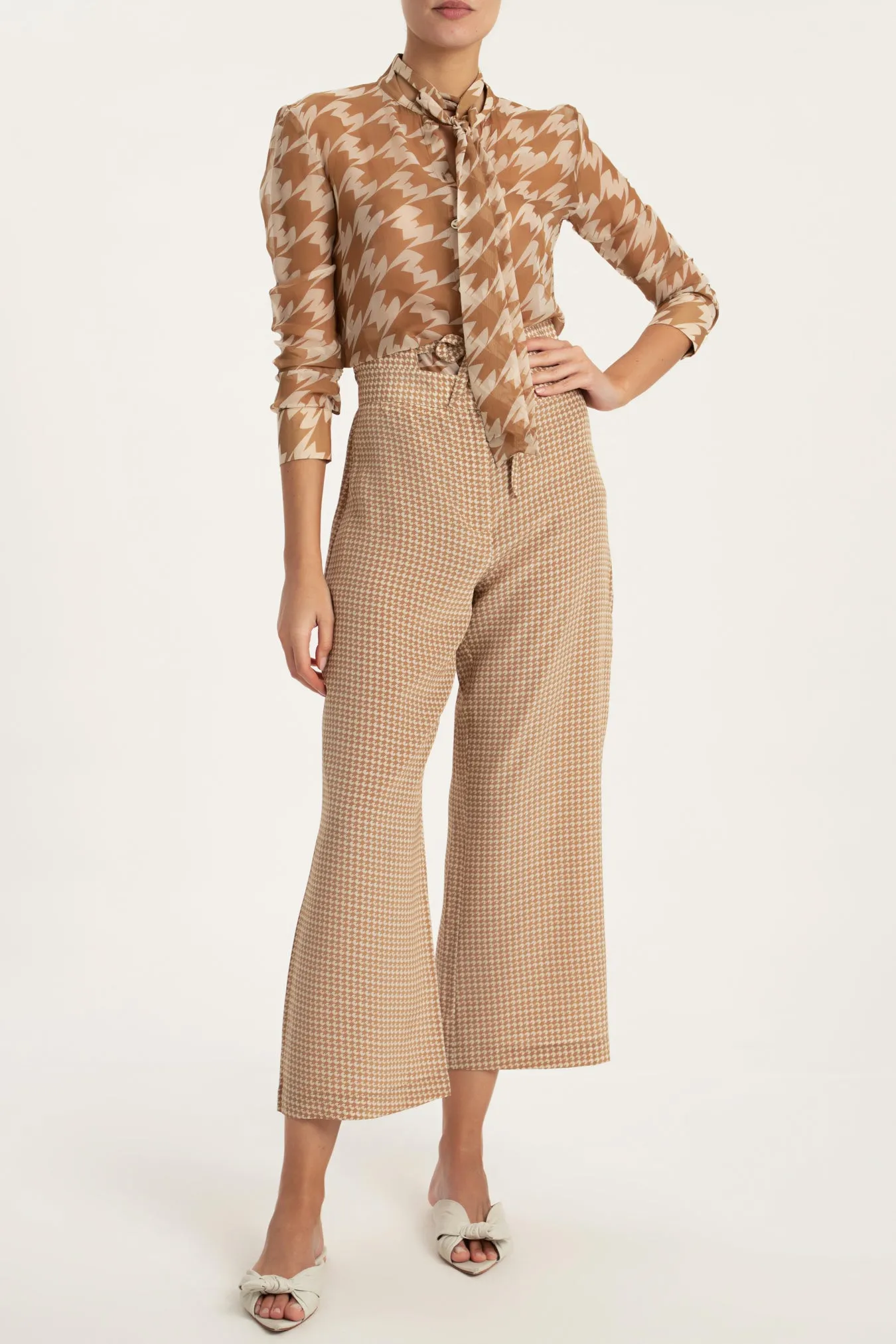 Pied De Poule Shirt With Tie
