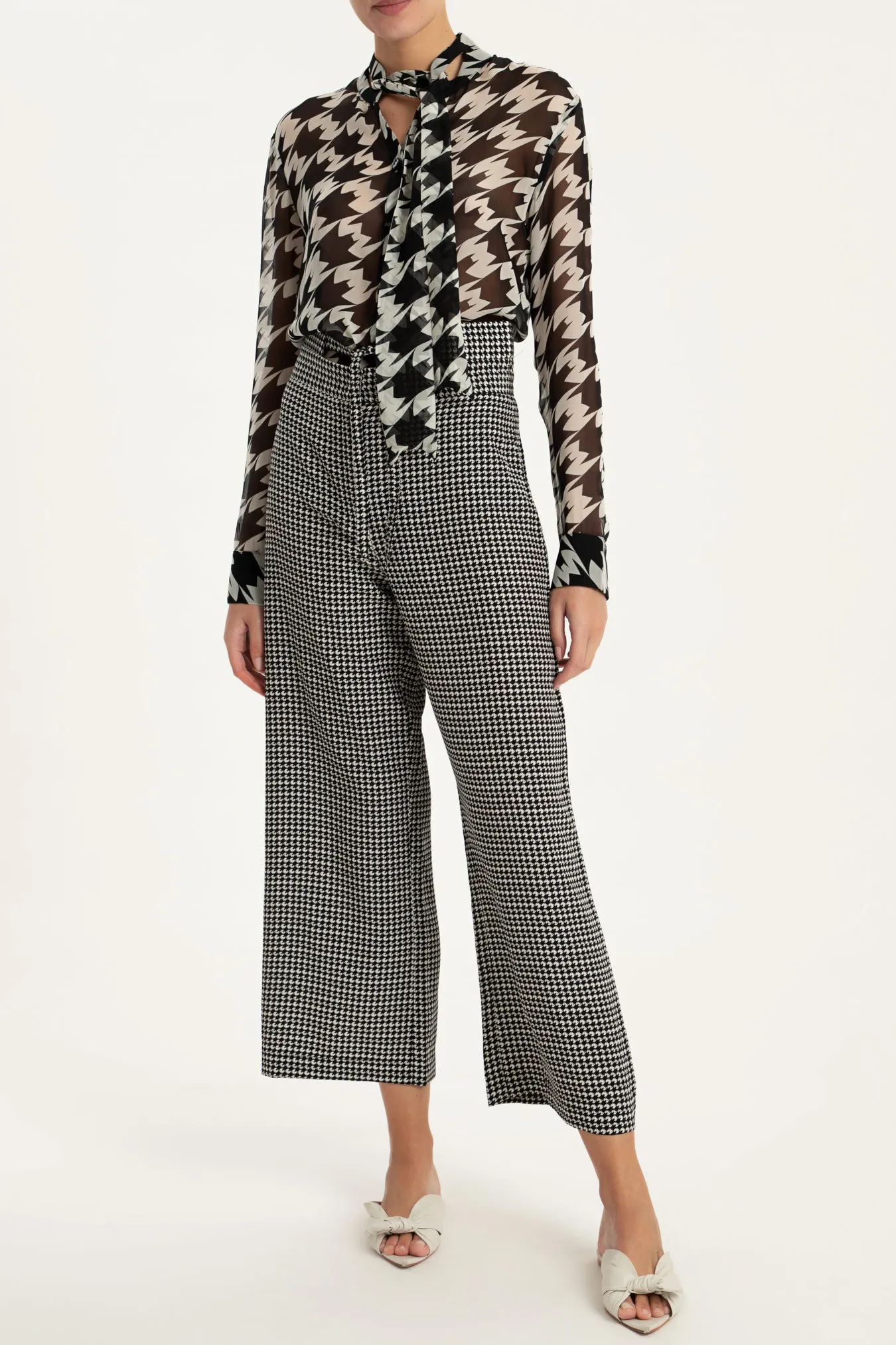Pied De Poule Shirt With Tie