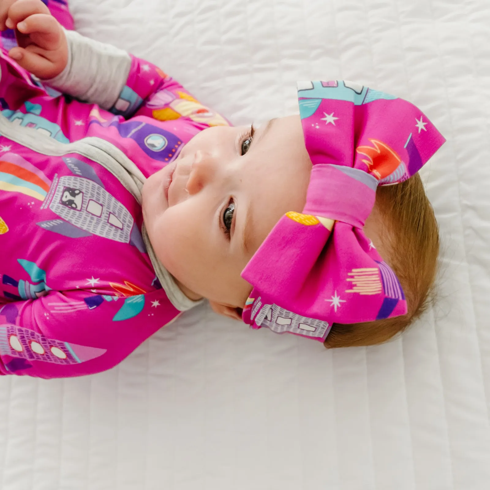 Pink Space Explorer Luxe Bow Headband