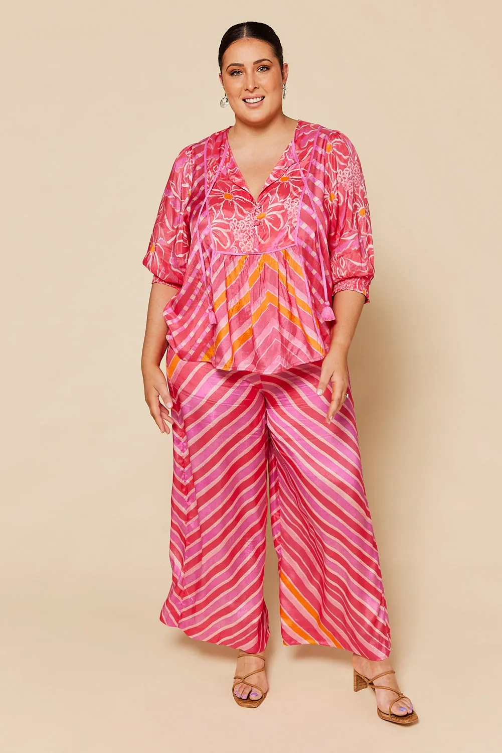 Radha Peasant Blouse in Strawberry Moon