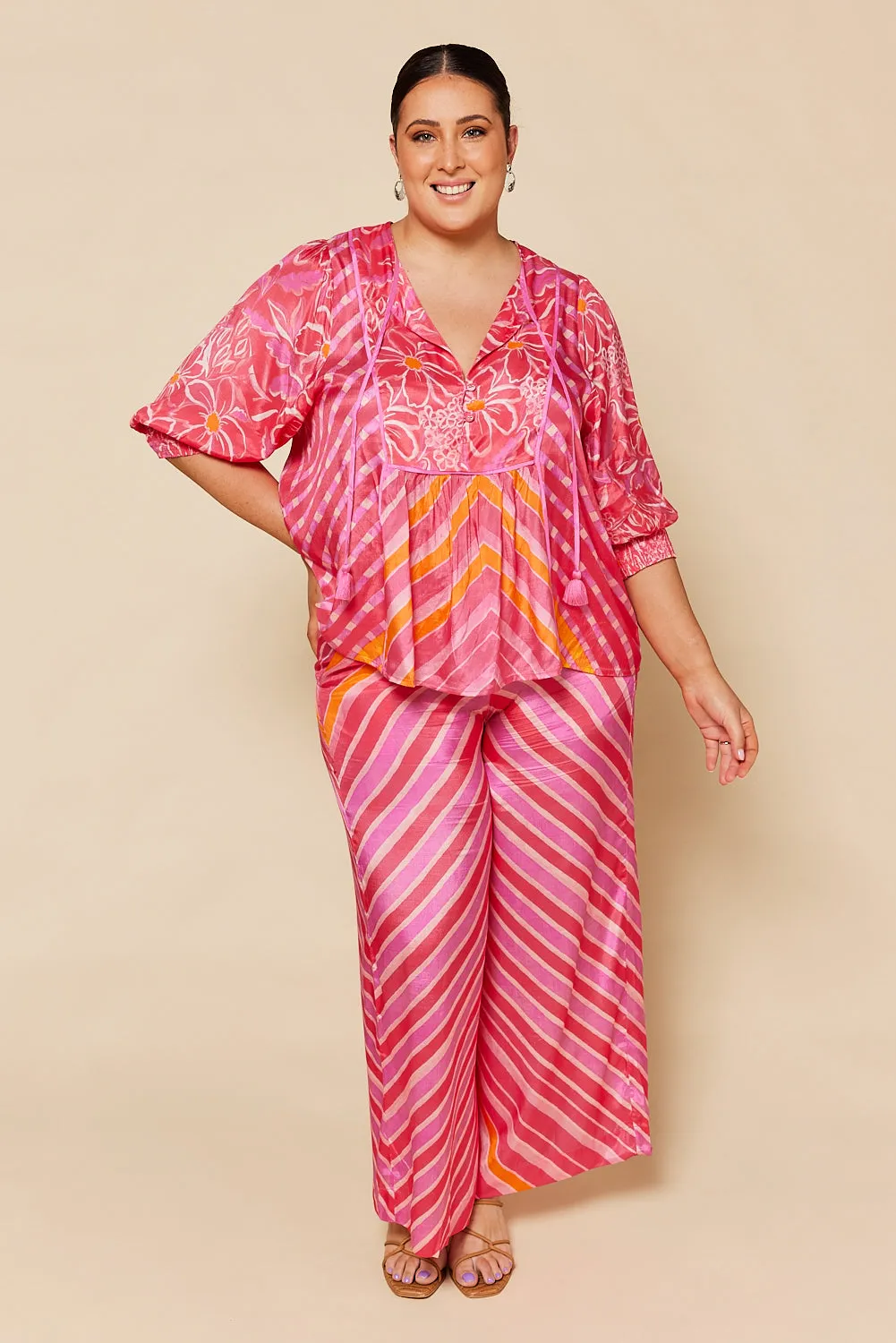 Radha Peasant Blouse in Strawberry Moon
