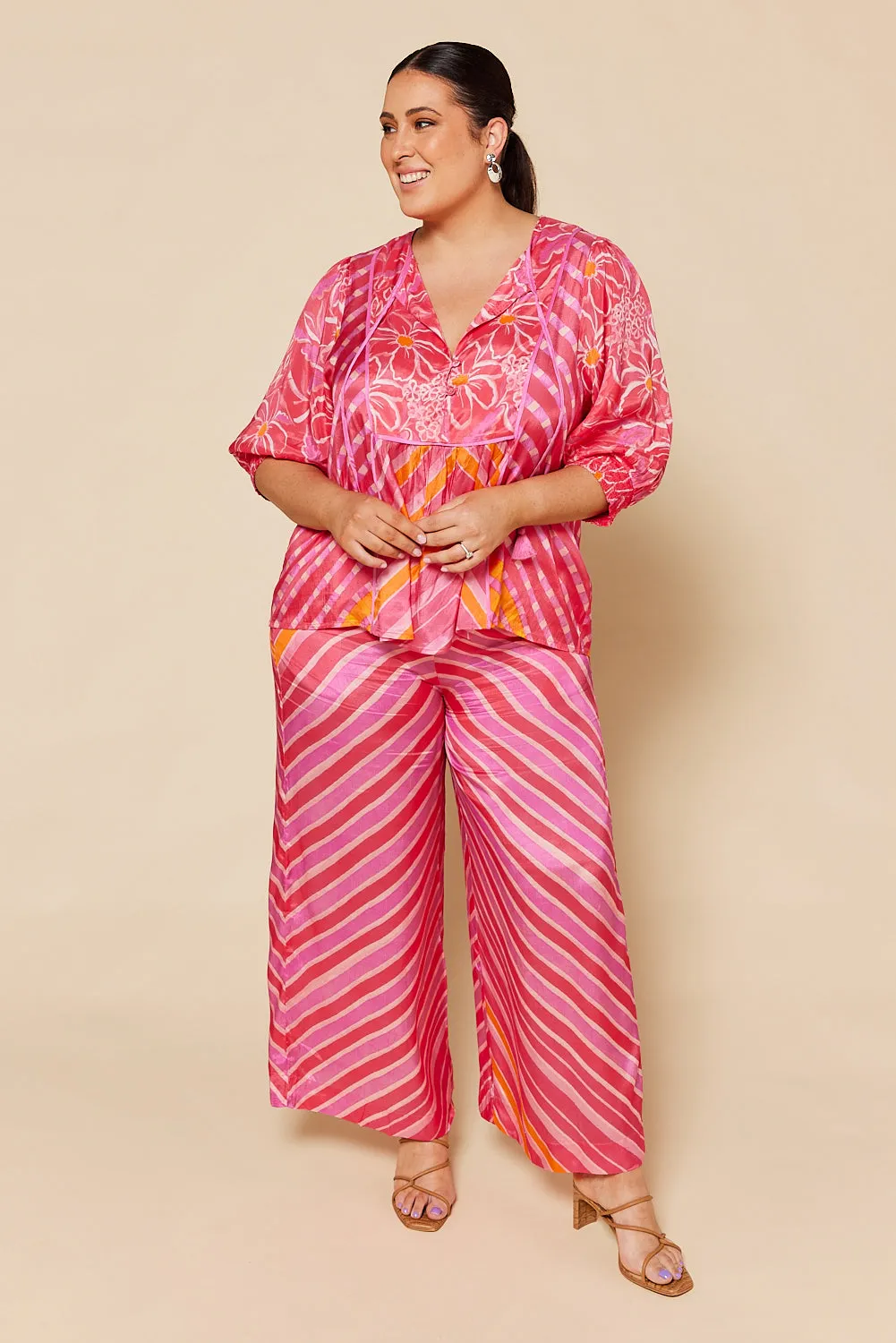 Radha Peasant Blouse in Strawberry Moon