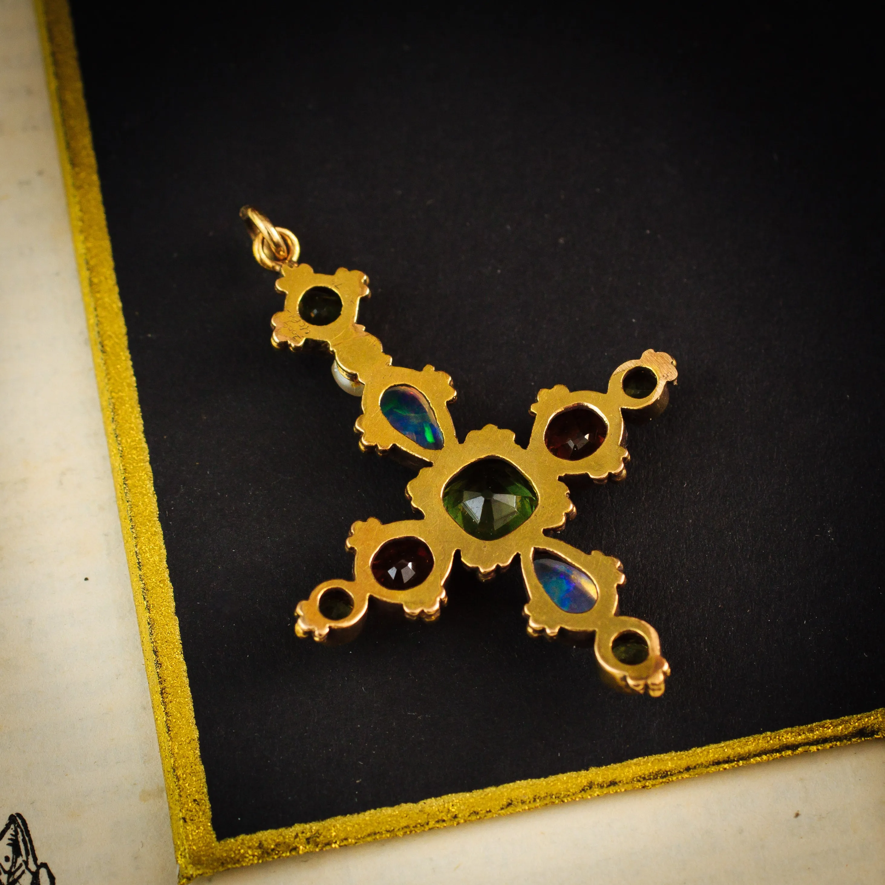 Rare and Exceptional Georgian Harlequin Cross Pendant