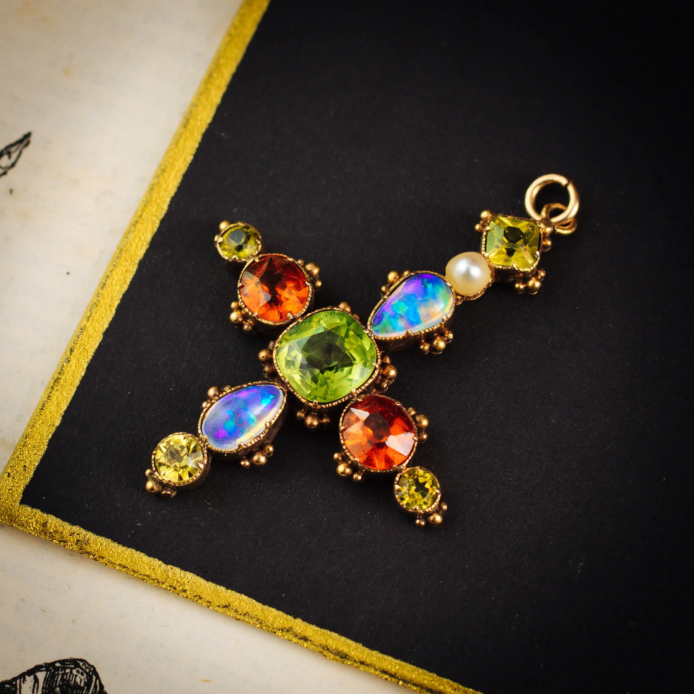 Rare and Exceptional Georgian Harlequin Cross Pendant