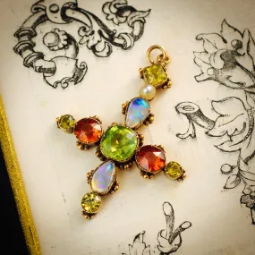 Rare and Exceptional Georgian Harlequin Cross Pendant