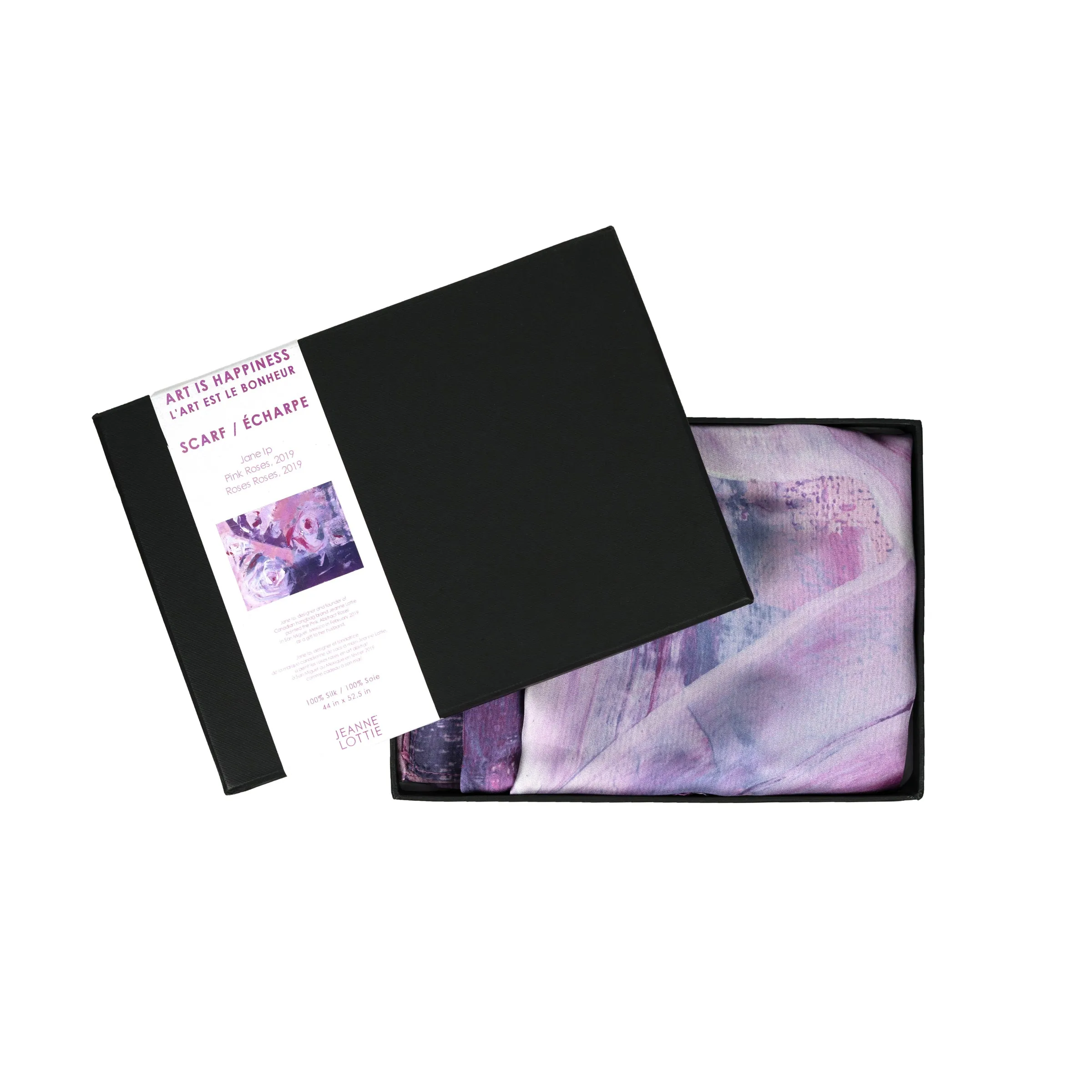 Rose Silk Scarf Pink/Purple Abstract Rose Silk Scarf