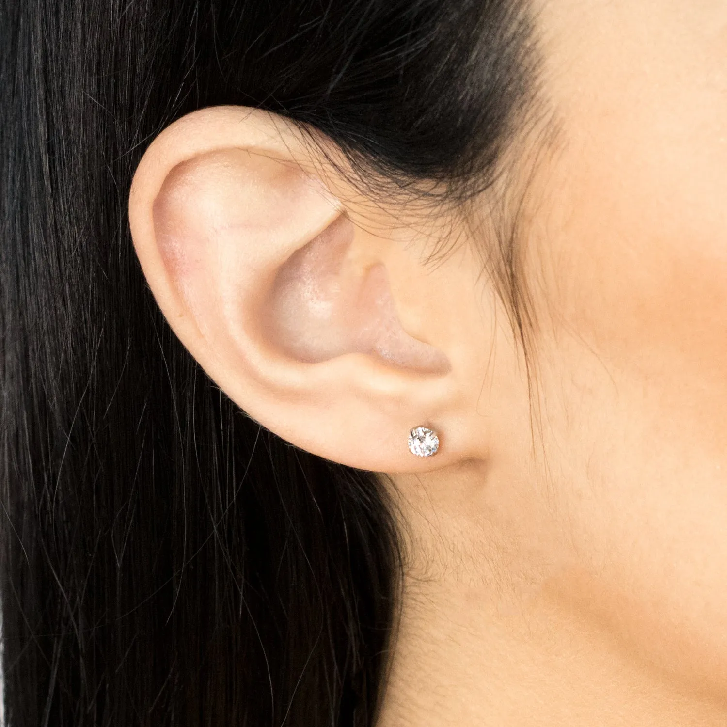Round Crystal 4mm Stud Earrings