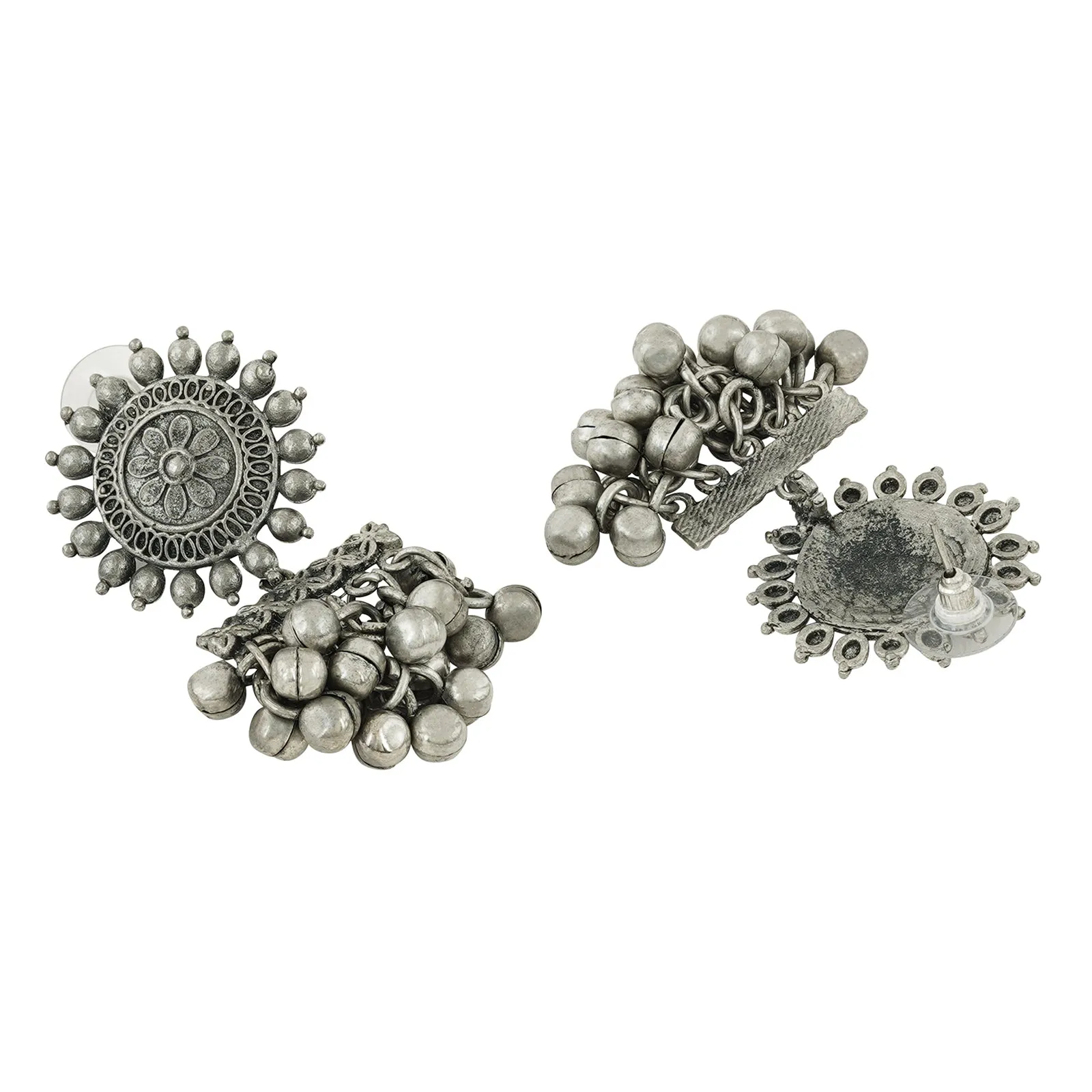 Rumjhum Silver Oxidised Earring