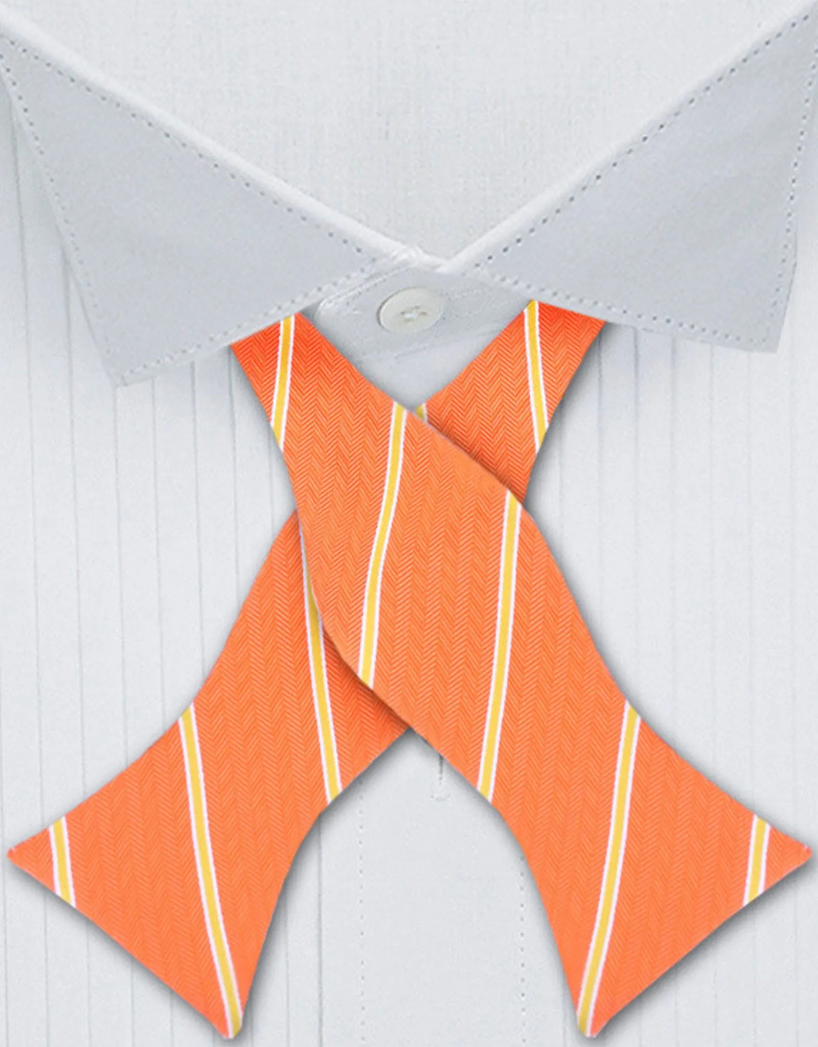Self Tie Striped Orange Bow Tie
