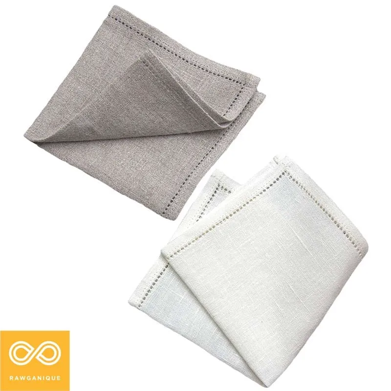 SHROPSHIRE Hemstitched 100% Organic Linen Handkerchief (10x10) (OC Thread)
