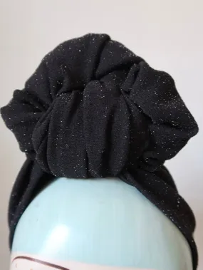 SLOUCHY KNOT Vintage Style Pre-tied Headband in Black Sparkle🎃