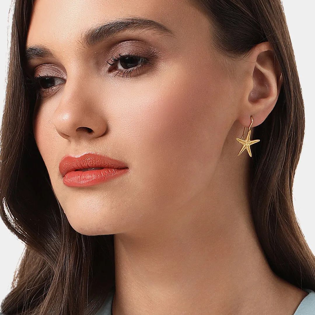 Starfish - dangly earrings - silver 925 - gold plated