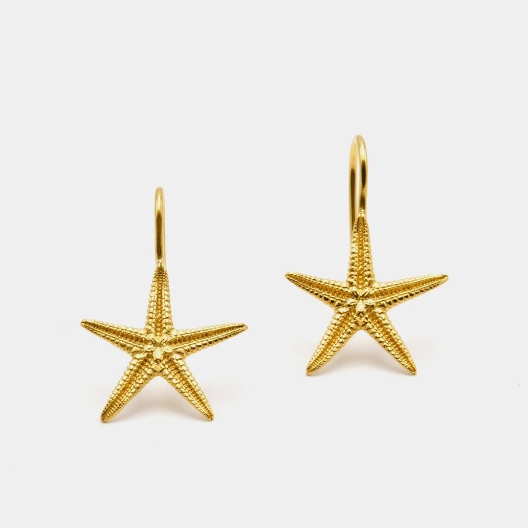 Starfish - dangly earrings - silver 925 - gold plated