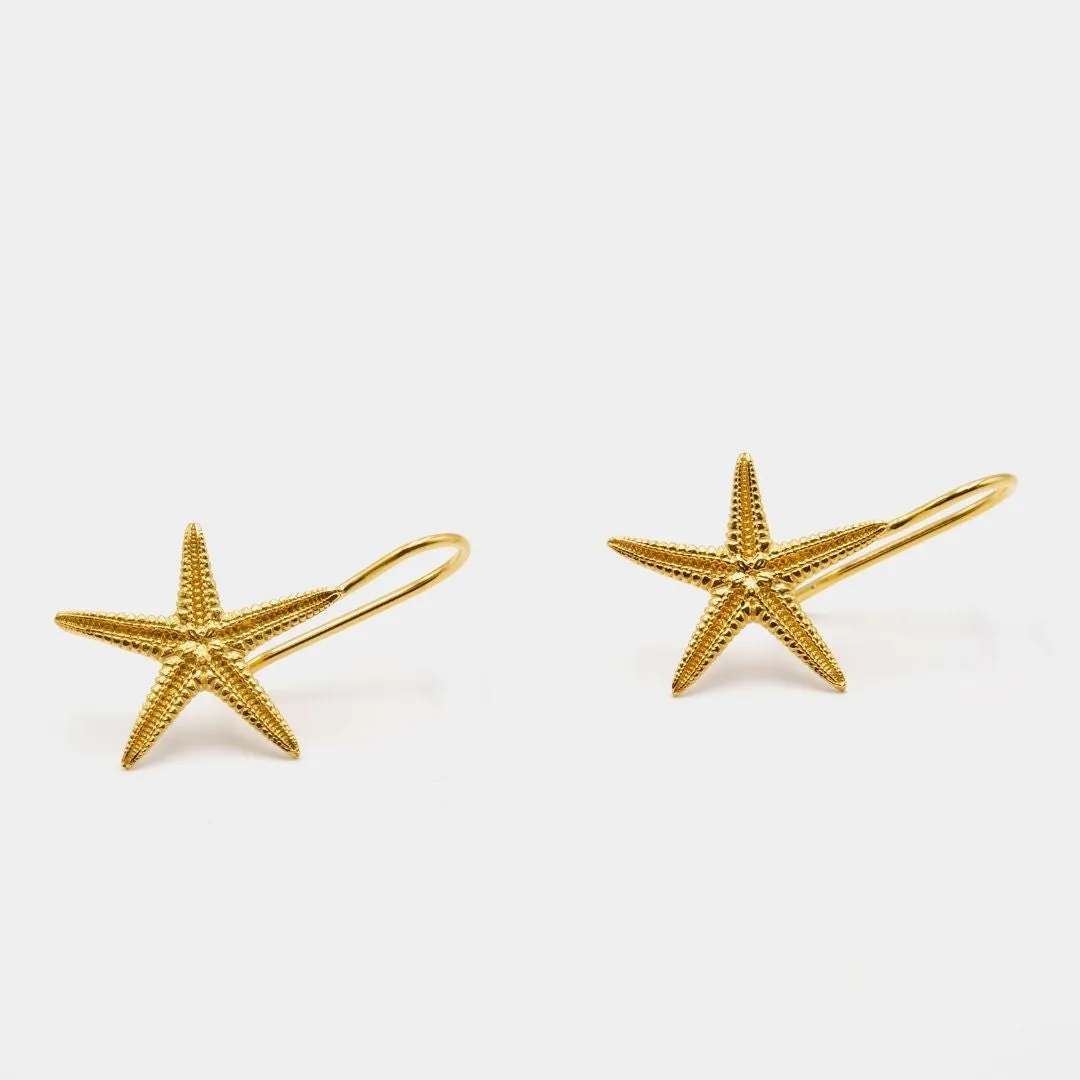 Starfish - dangly earrings - silver 925 - gold plated