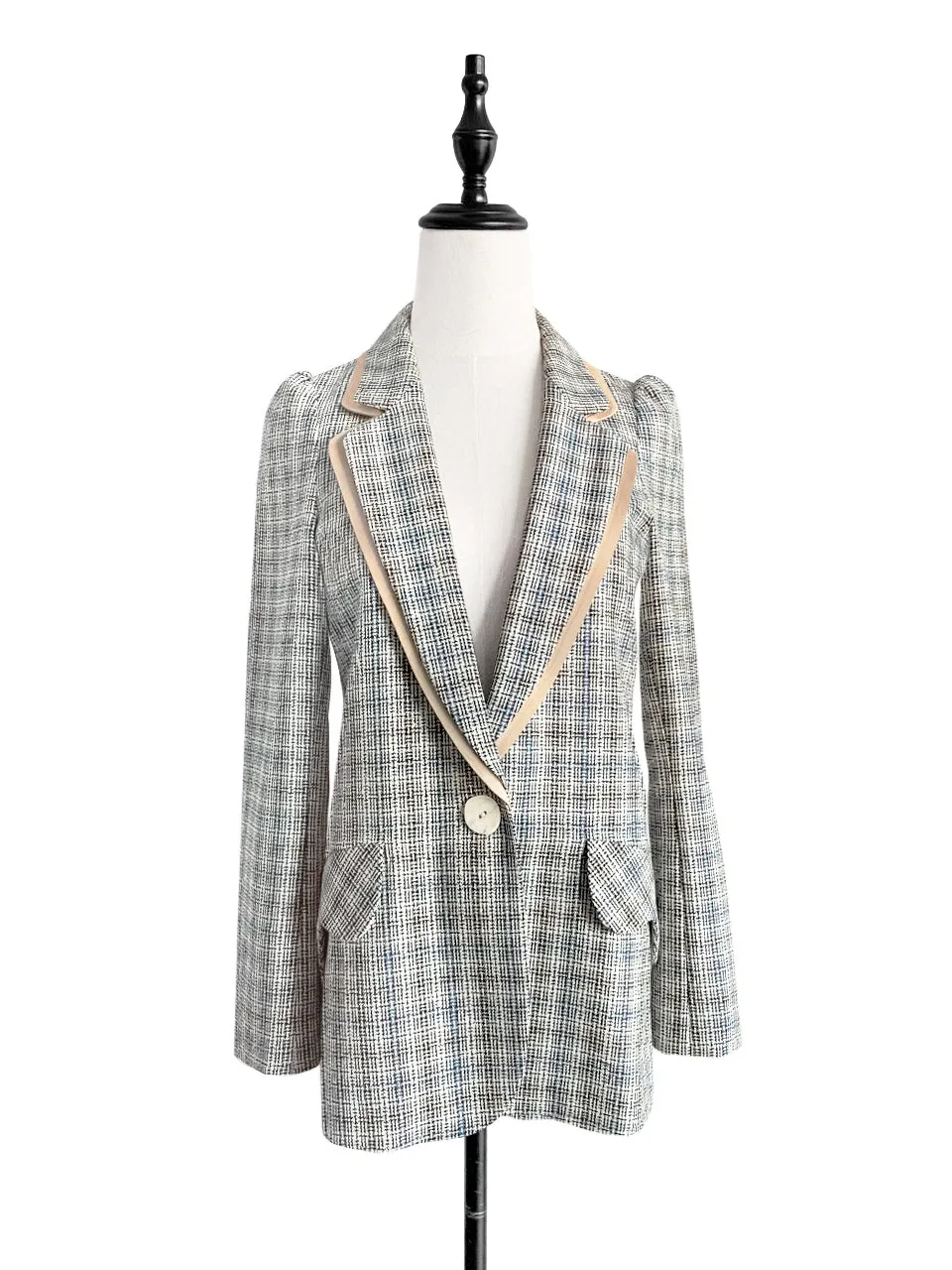 Surprise Sale! Classic Plaid Woollen Silk Blended Tailored Jacket