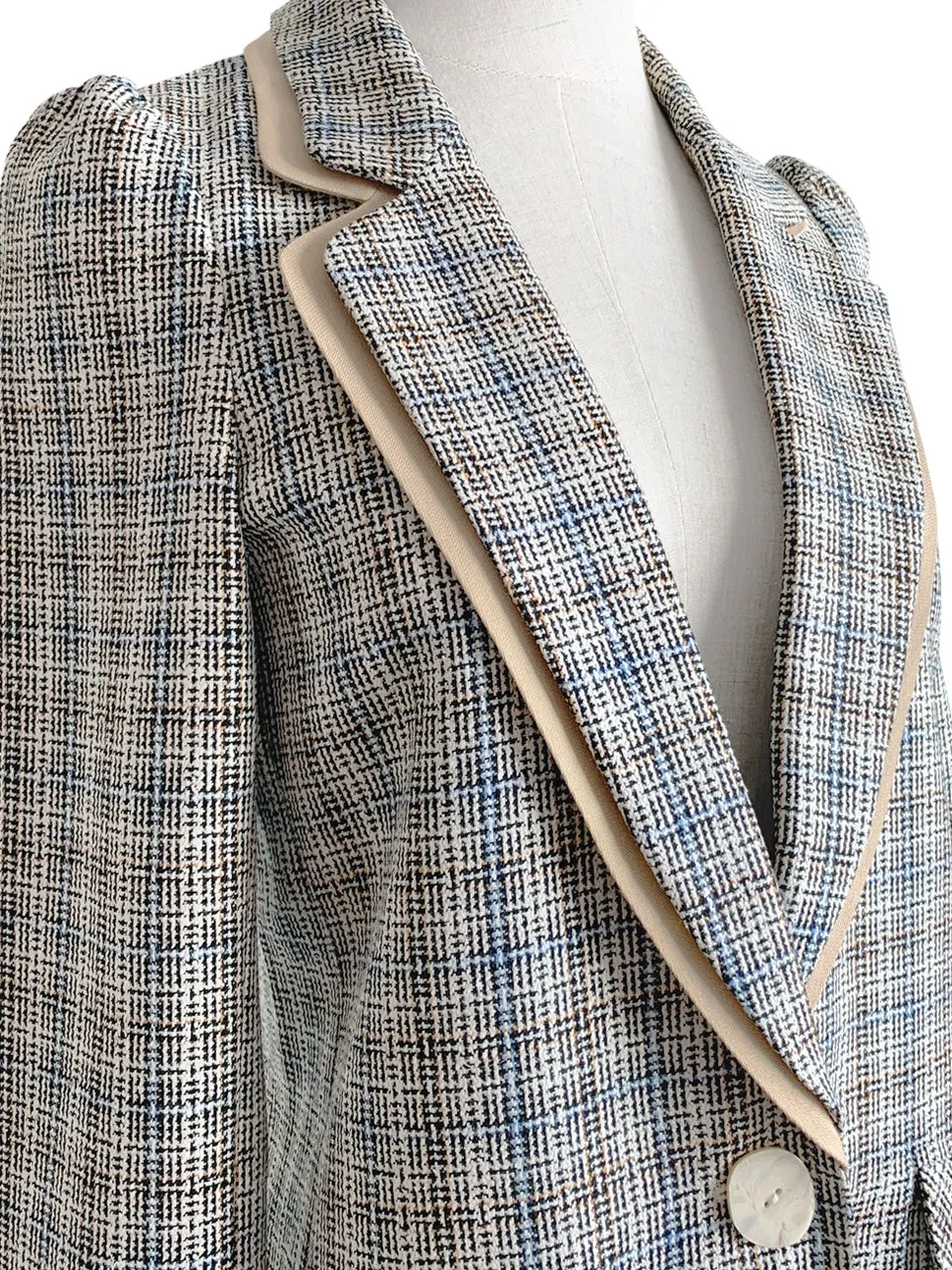 Surprise Sale! Classic Plaid Woollen Silk Blended Tailored Jacket