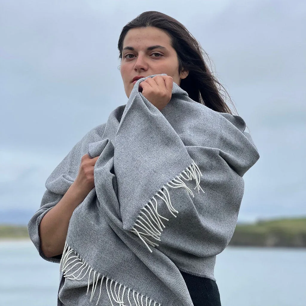 Uniform Grey Lambswool Blanket Scarf