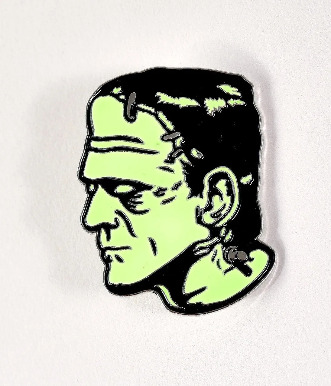 White & Green Bride & Frankenstein Glow-In-The-Dark Enamel Pin Set