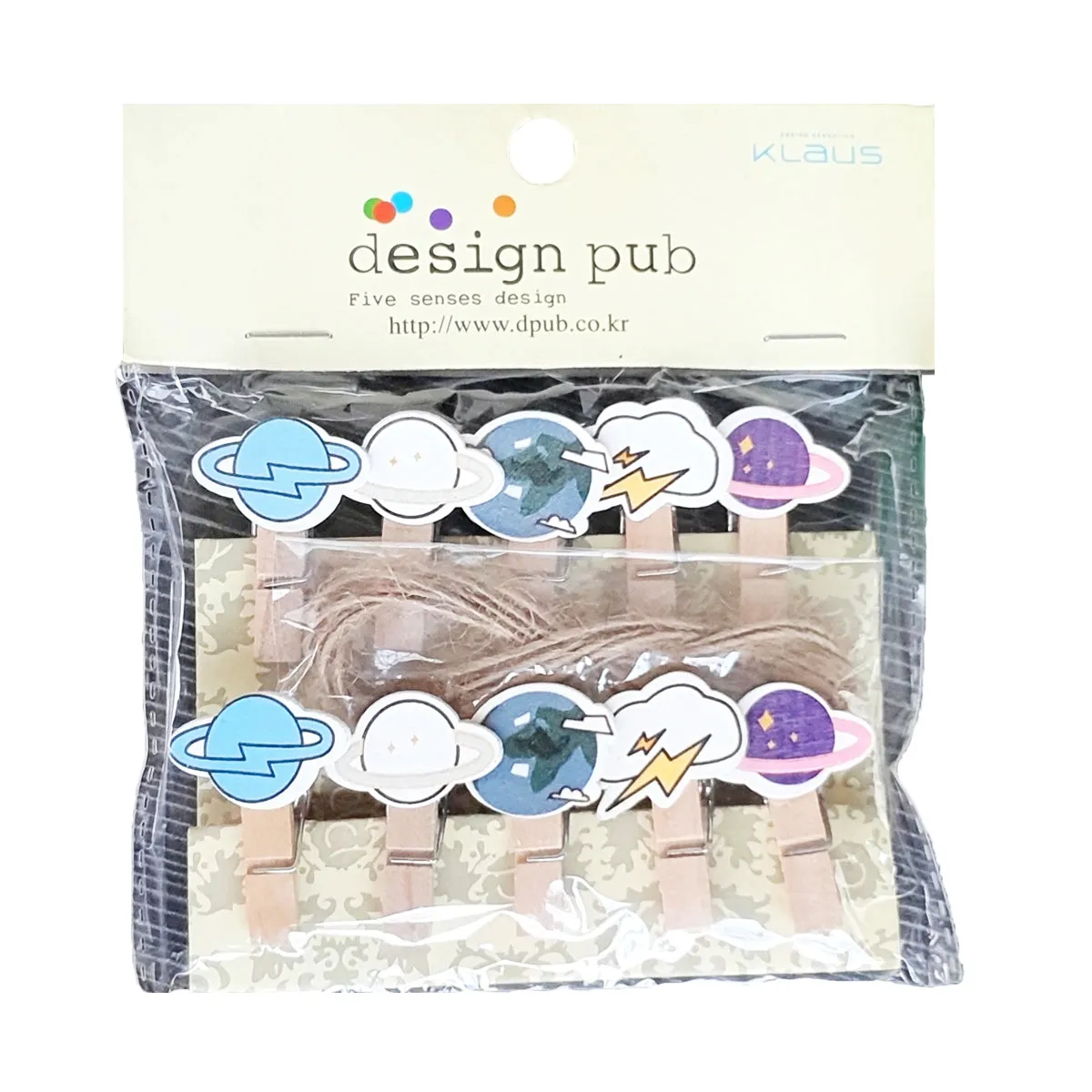 Wooden Photo Paper Clips - Space - Set of 10
